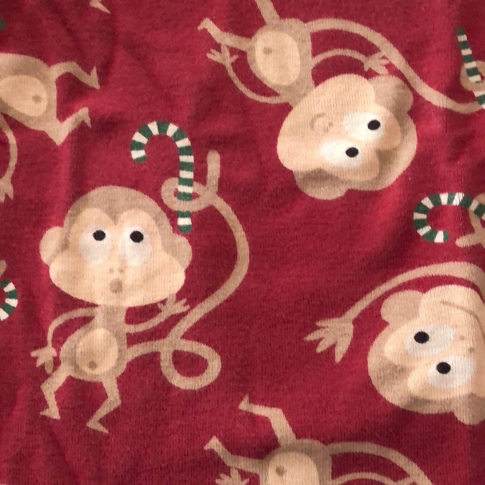 Old Navy Pajamas Top Bottom Set Monkey Penguin Long Sleeve Holiday 12-18 Months - Picture 10 of 13